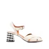 Chie Mihara Criss-cross Block-heel Sandals In Neutral