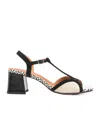 Chie Mihara Lipika T-strap Patterned Sandals In Black