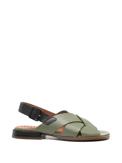 Chie Mihara Crisscross Watata Leather Sandals In Green