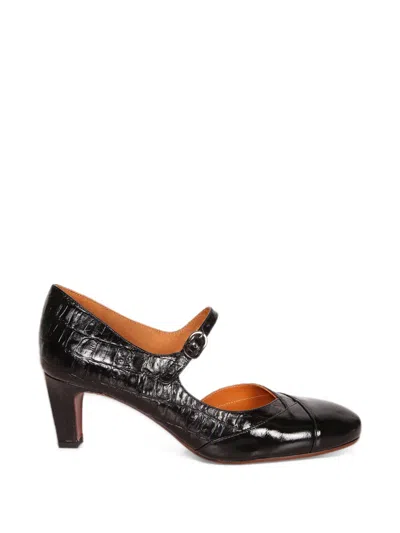 Chie Mihara Crocodile-effect Buckled Pumps In Black