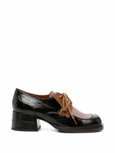 Chie Mihara Crocodile-effect Panelled Loafers In Black
