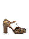 Chie Mihara Ditora Snake-effect T-bar Pumps In Brown
