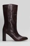 Chie Mihara Exis High Heels Ankle Boots In Bordeaux Leather In Brown