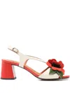 Chie Mihara Flower Heeled Sandals In Multi