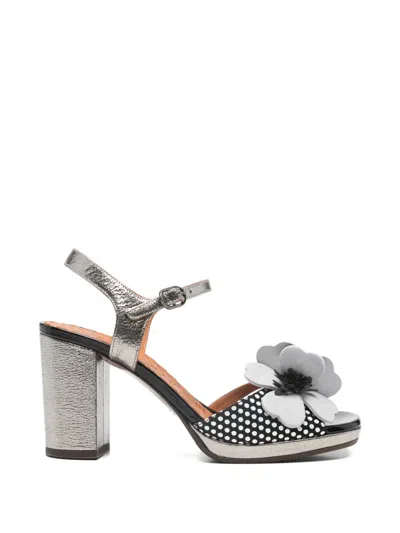 Chie Mihara Flower Polka-dot Sandals In Black