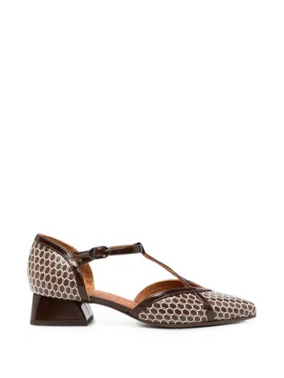 Chie Mihara Hidrow Geometric-print T-bar Pumps In Brown