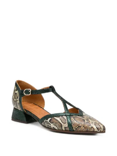 Chie Mihara Hidrow Snake-print Leather Heeled Pumps In Green