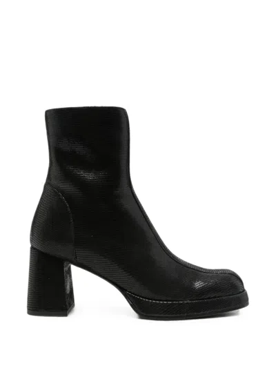 Chie Mihara Kanna49 Lizard-effect Platform Ankle Boots In Black
