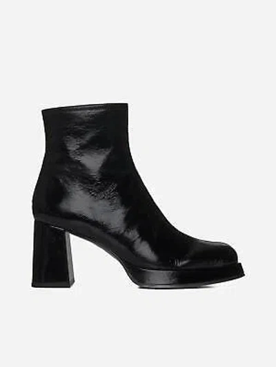 Pre-owned Chie Mihara Katrin Patent Leather Ankle Boots In Negro