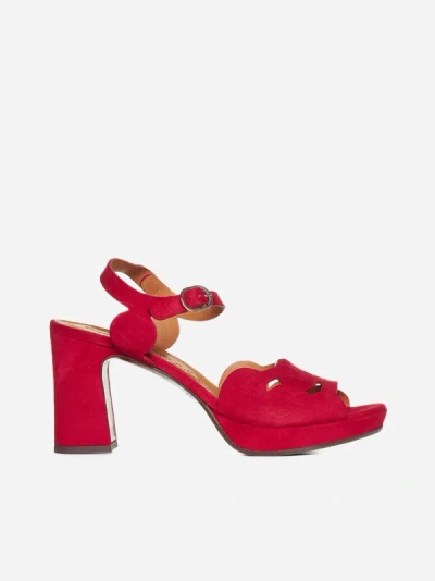 Chie Mihara Kei Suede Sandals In Red