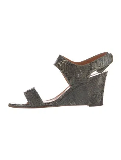 Pre-owned Chie Mihara Leather Animal Print Slingback Sandals In Gray