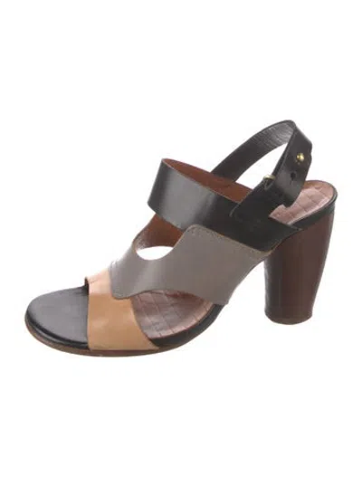 Pre-owned Chie Mihara Leather Colorblock Pattern Pumps In Brown