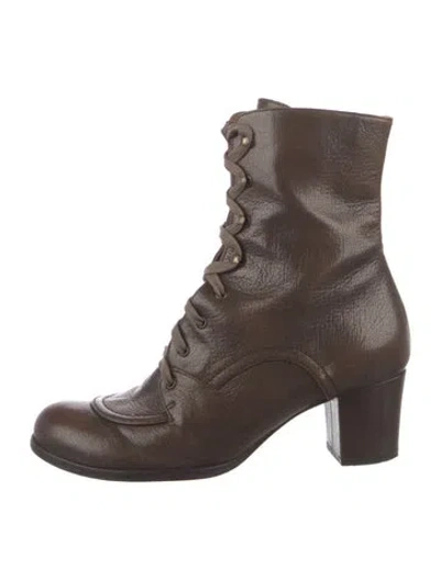 Pre-owned Chie Mihara Leather Combat Boots In Brown