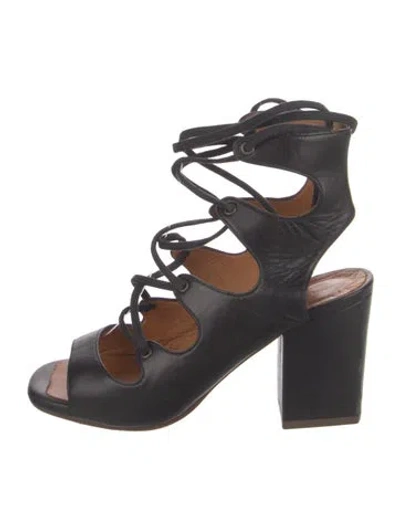 Pre-owned Chie Mihara Leather Gladiator Sandals In Black