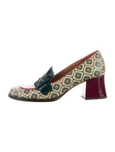 Pre-owned Chie Mihara Leather Patterned Pumps In Green