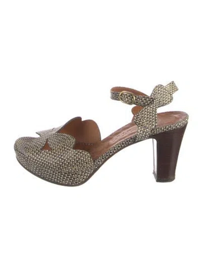 Pre-owned Chie Mihara Leather Patterned Sandals In Brown