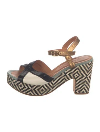 Pre-owned Chie Mihara Leather Patterned Sandals In Multicolor