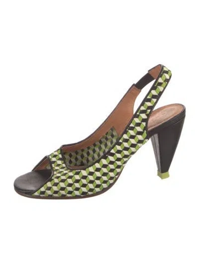 Pre-owned Chie Mihara Leather Patterned Slingback Pumps In Multicolor
