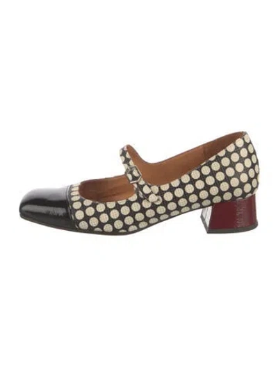 Pre-owned Chie Mihara Leather Polka Dot Print Mary Jane Flats In Brown