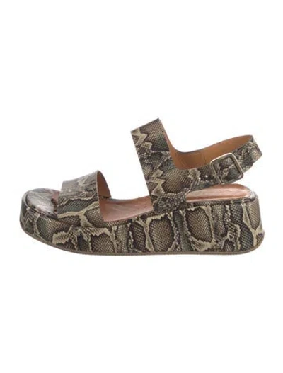 Pre-owned Chie Mihara Leather Printed Espadrilles In Brown