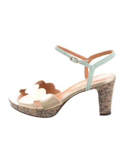 Pre-owned Chie Mihara Leather Printed Sandals In Gold