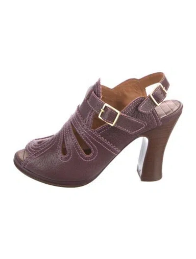 Pre-owned Chie Mihara Leather Slingback Pumps In Burgundy
