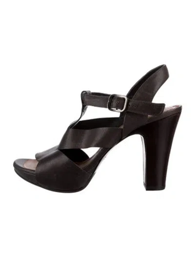 Pre-owned Chie Mihara Leather Slingback Sandals In Black