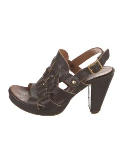 Pre-owned Chie Mihara Leather Slingback Sandals In Brown