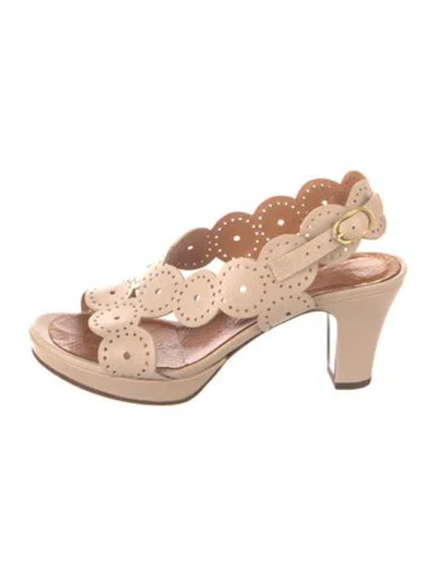 Pre-owned Chie Mihara Leather Slingback Sandals In Neutrals