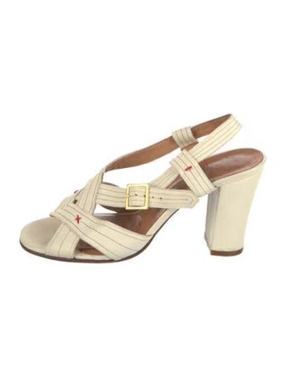 Pre-owned Chie Mihara Leather Striped Sandals In Neutrals
