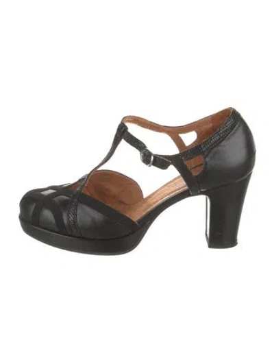 Pre-owned Chie Mihara Leather T-strap Pumps In Black