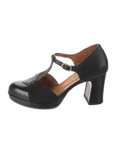Pre-owned Chie Mihara Leather T-strap Pumps In Black
