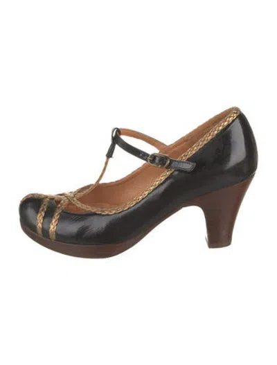Pre-owned Chie Mihara Leather T-strap Pumps In Brown