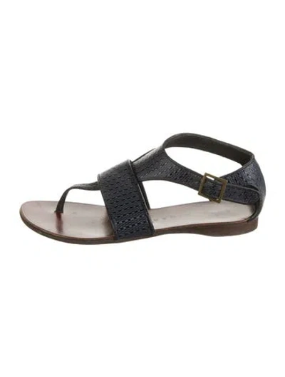 Pre-owned Chie Mihara Leather T-strap Sandals In Gray