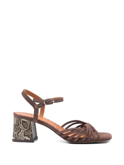 Chie Mihara Leske Snakeskin-print-heel Sandals In Brown