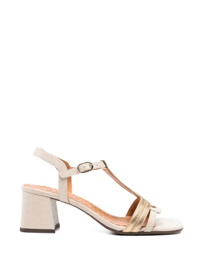 Chie Mihara Lizard-effect Metallic-trim Sandals In Neutral
