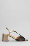 Chie Mihara Sandals In Black Leather And Fabric In Black