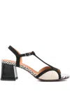 Chie Mihara Lipika T-strap Patterned Sandals In Black