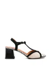 Chie Mihara Lipika T-strap Patterned Sandals In Black