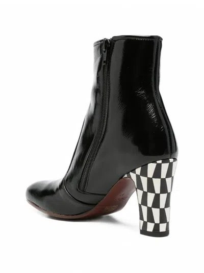 Chie Mihara Manel Checkered-heel Ankle Boots In Multi