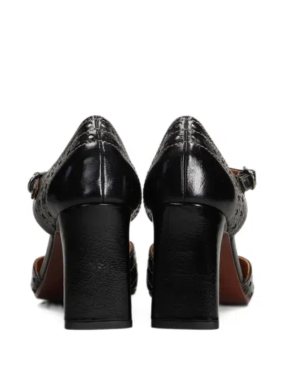 Chie Mihara Mante Perforated T-bar Calf Leather Pumps In Black