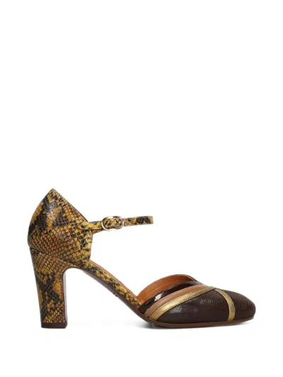 Chie Mihara Mirka Snakeskin-effect Panelled Pumps In Burgundy