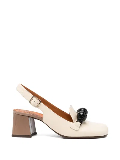 Chie Mihara Moby Bead-embellished Slingback Pumps In Neutral