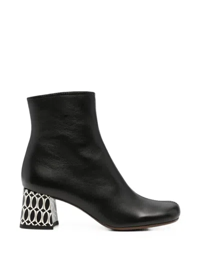 Chie Mihara Muki Geometric-pattern Leather Ankle Boots In Black