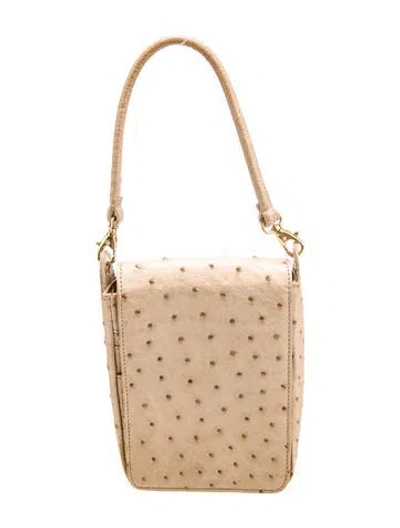 Pre-owned Chie Mihara Ostrich Top Handle Bag In Neutral