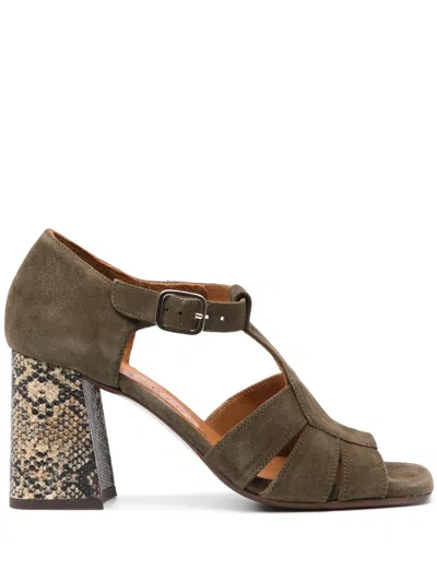 Chie Mihara Pargo 85mm Suede Sandals In Green