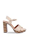 Chie Mihara Patterned-heel Cross-over Sandals In Pink