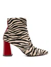 Chie Mihara 80mm Zebra-print Block-heel Ankle Boots In Orange