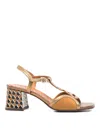 Chie Mihara Letouche T-strap Patterned Sandals In Brown