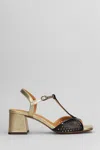 Chie Mihara Sandals In Black Leather And Fabric In Black